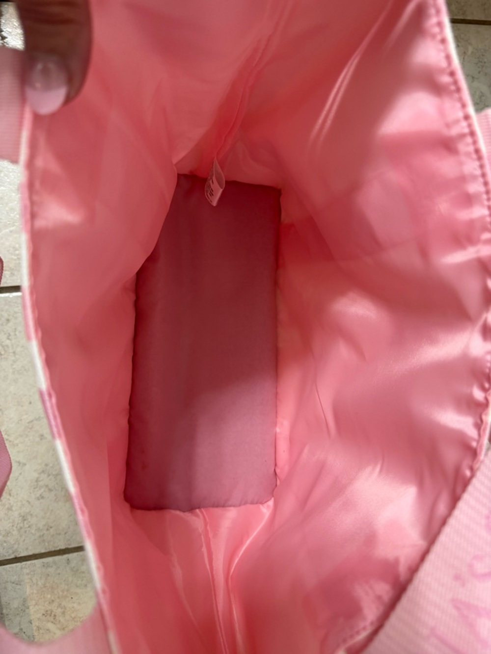 NWT Victoria's Secret Pink & White Striped Canvas Tote cooler on bottom half - Picture 4 of 6